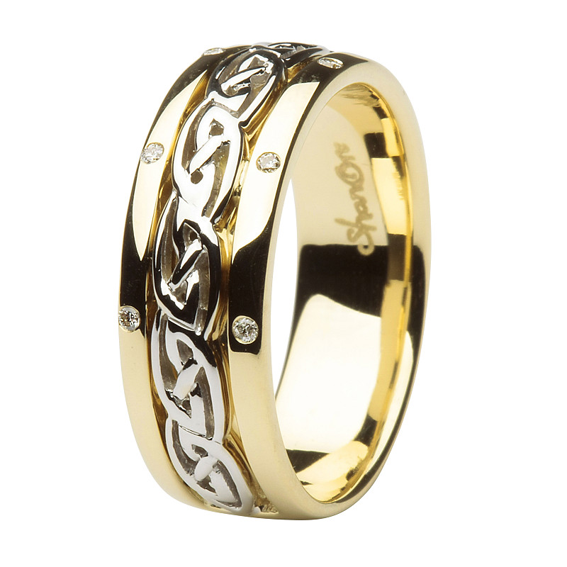 14ct Y/W DIAMOND CELTIC RING