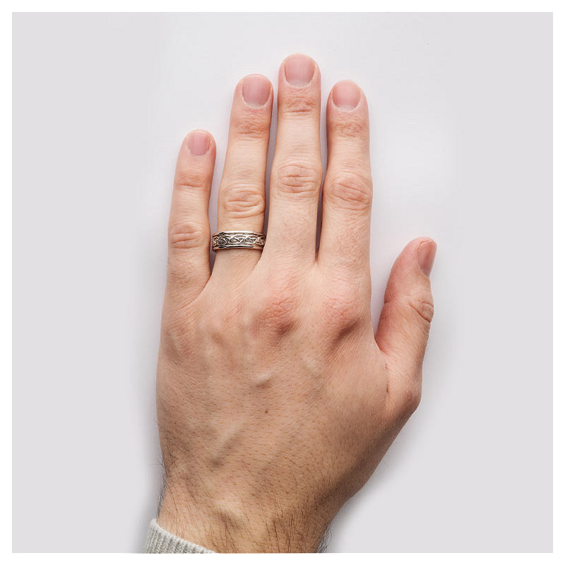 14ct WHITE GENTS CELTIC RING