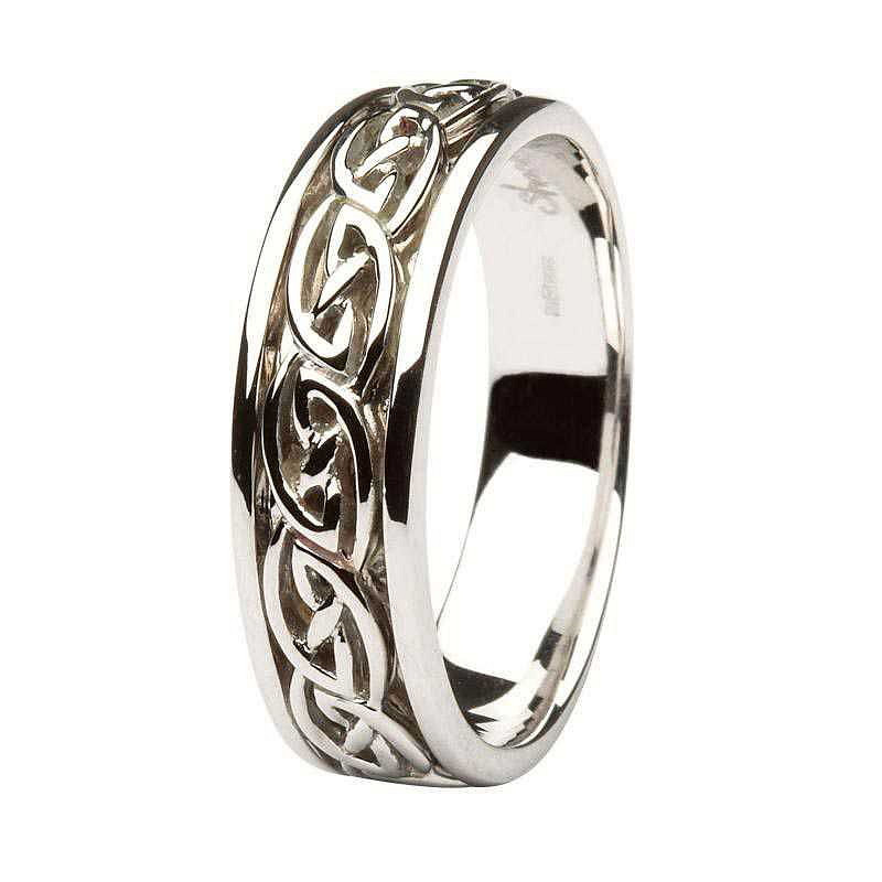 14ct WHITE GENTS CELTIC RING