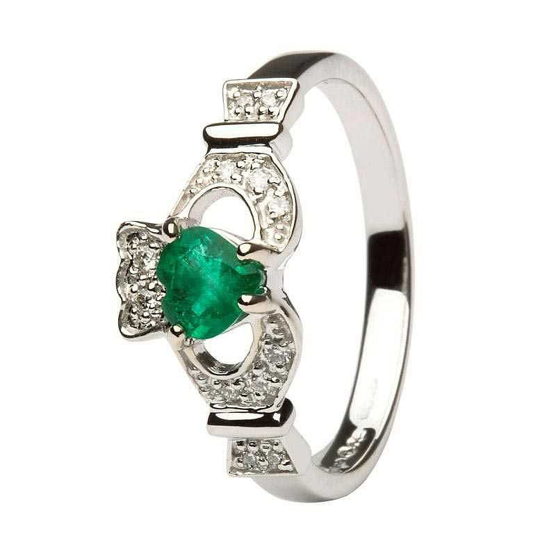 14ct White Claddagh Ring