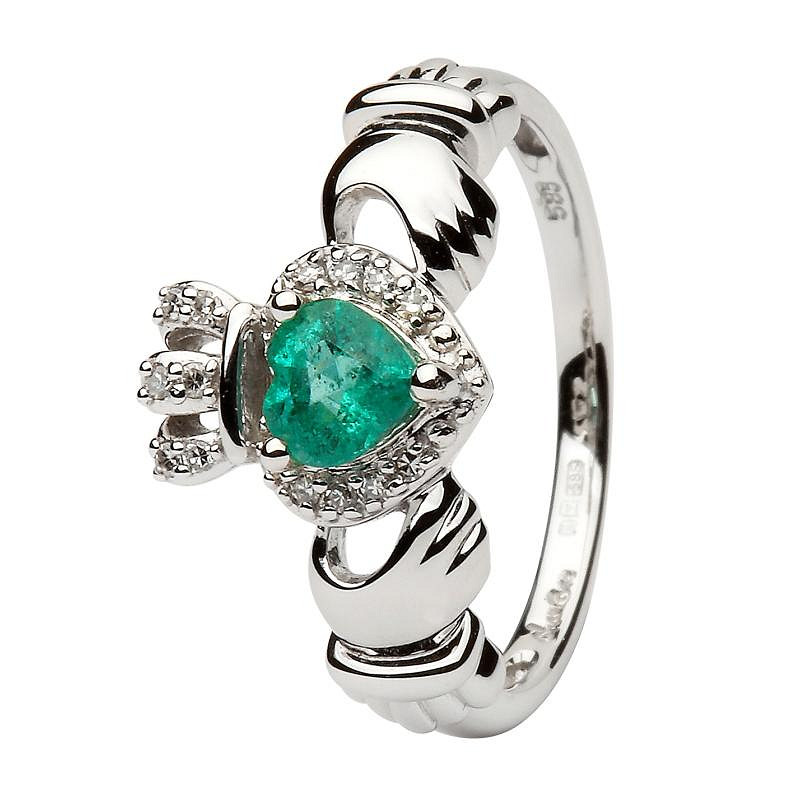 14ct White Claddagh Ring