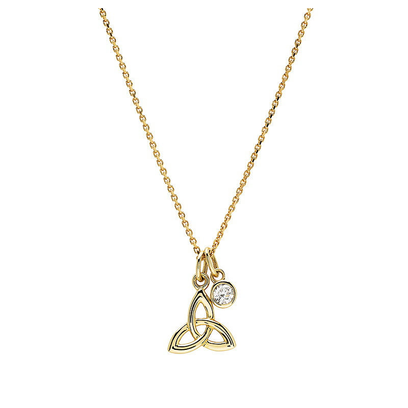 14kt Gold Trinity Necklace with Lab Diamond