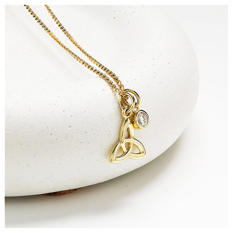 14kt Gold Trinity Necklace with Lab Diamond