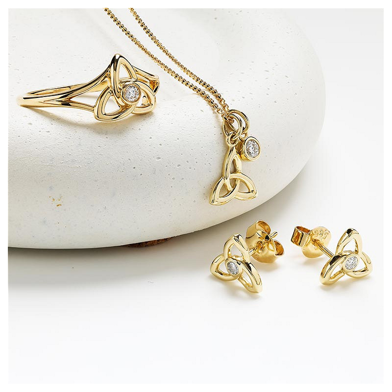 14kt Gold Trinity Necklace with Lab Diamond