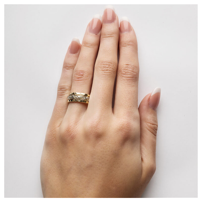 14ct Y/W DIAMOND CELTIC RING