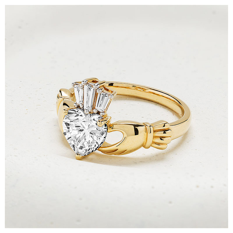 14kt Gold Lab Diamond Claddagh Ring