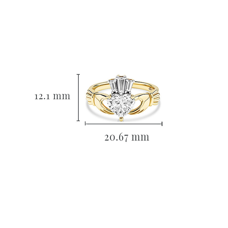 14kt Gold Lab Diamond Claddagh Ring