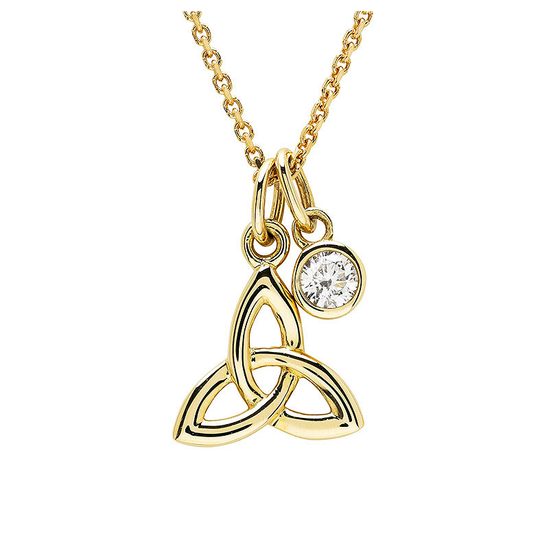14kt Gold Trinity Necklace with Lab Diamond