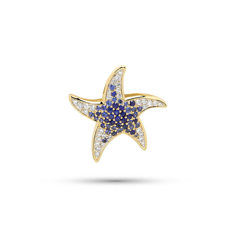 14kt Gold Lab Sapphire and Diamond Starfish Enhancer only