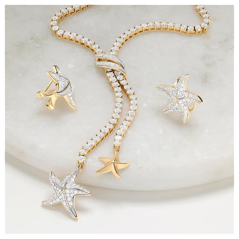 14kt Gold Lab Diamond Starfish Necklace