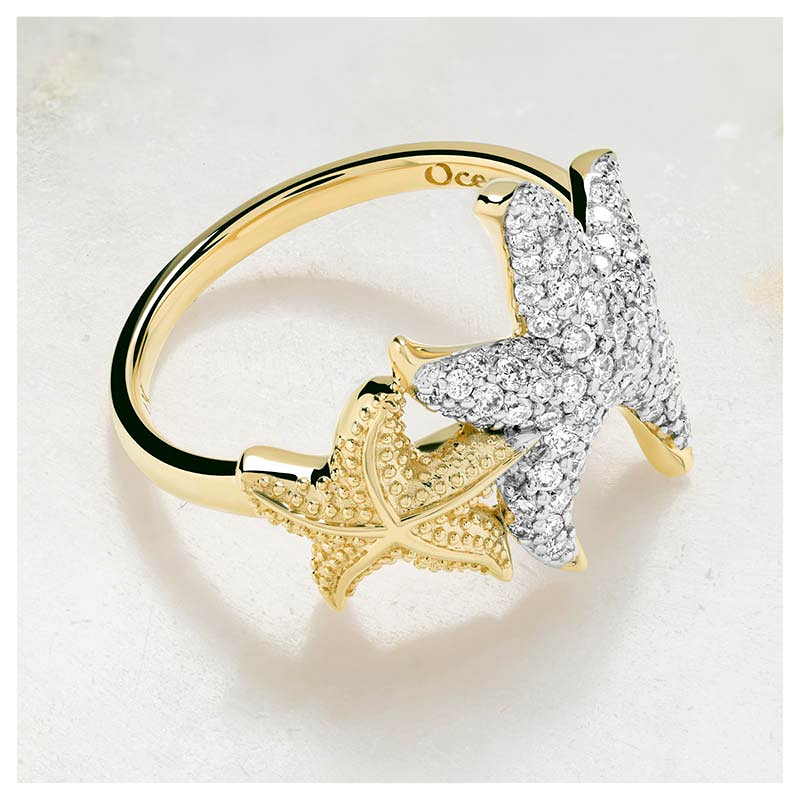 14kt Gold Lab Diamond Starfish Ring