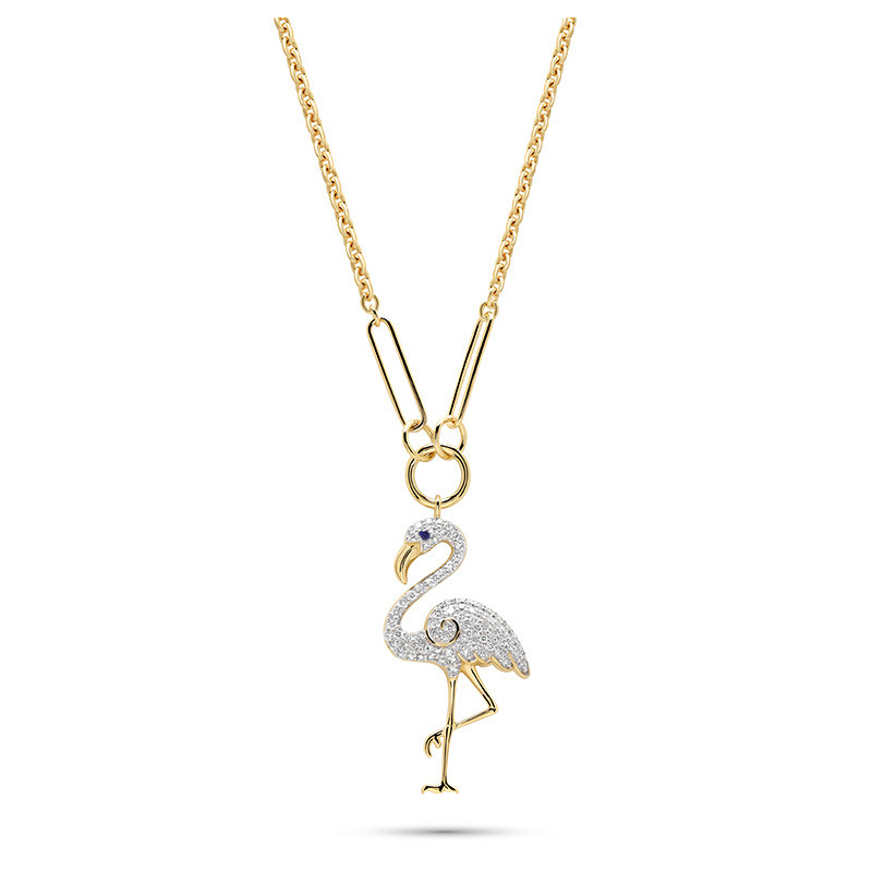 14kt Gold Lab Diamond Flamingo Necklace