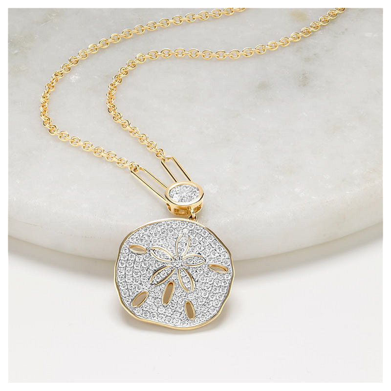 14kt Gold Lab Diamond Sand Dollar Necklace