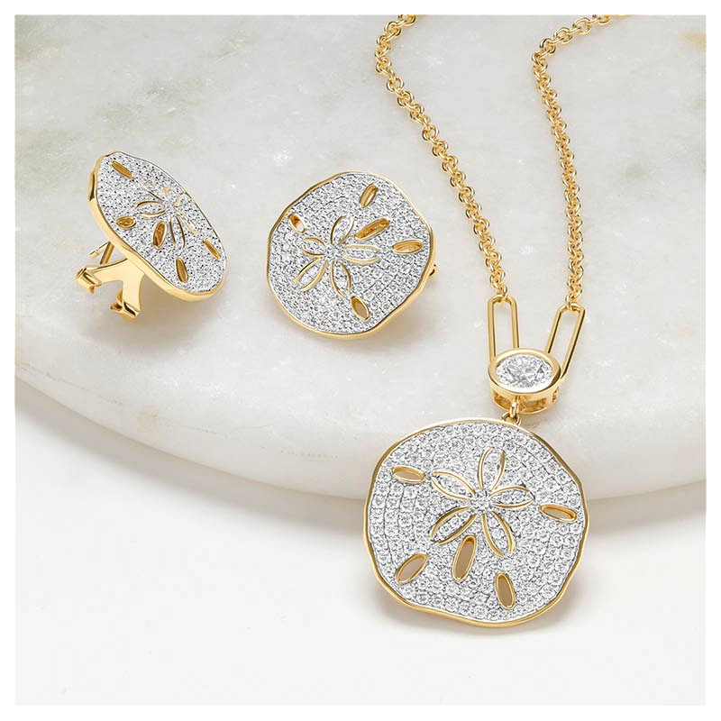 14kt Gold Lab Diamond Sand Dollar Necklace