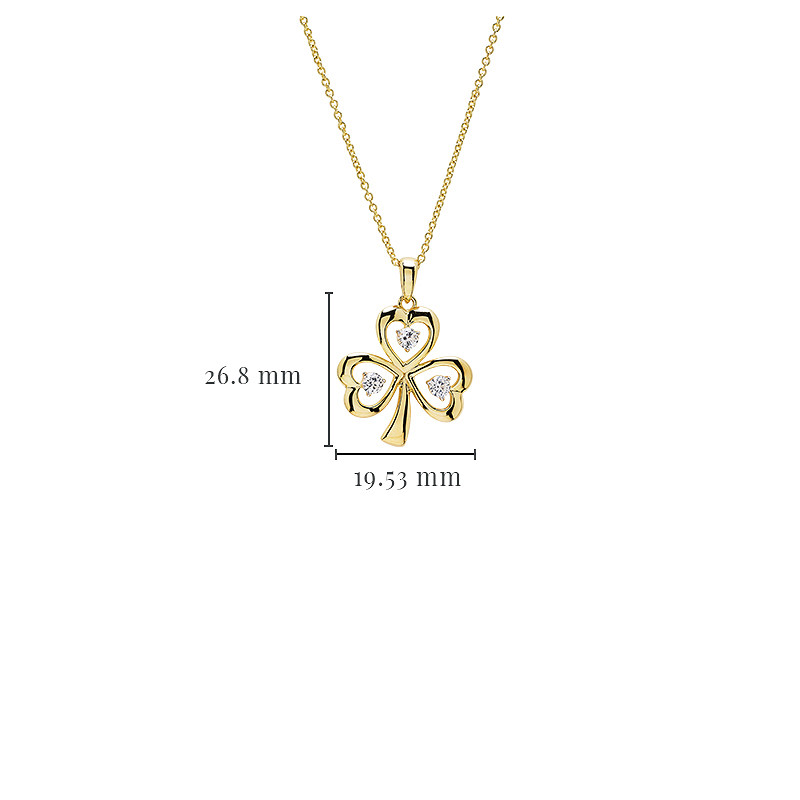 14kt Gold Vermeil Shamrock white Sapphire Necklace
