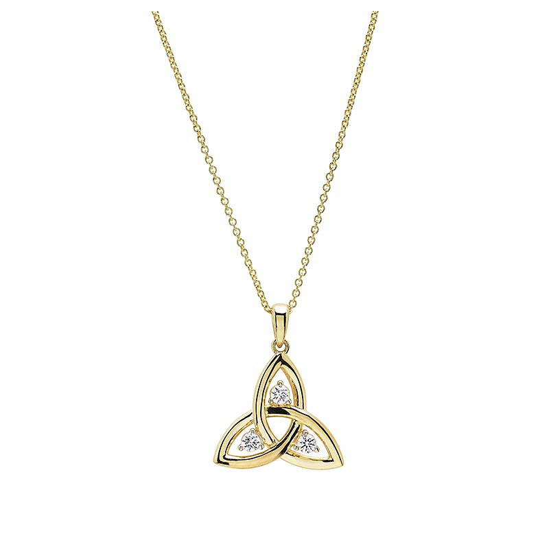 14kt Gold Vermeil Trinity Knot white Sapphire Necklace