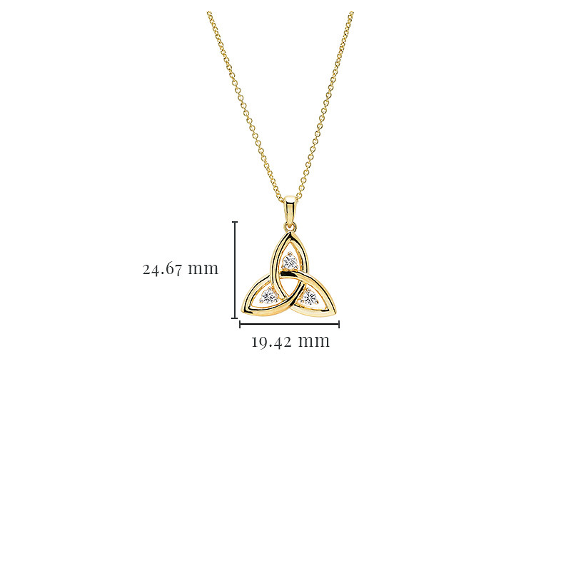 14kt Gold Vermeil Trinity Knot white Sapphire Necklace