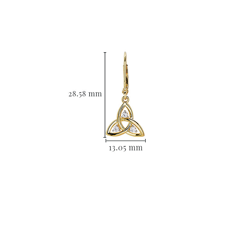 14kt Gold Vermeil Trinity Knot white Sapphire Drop Earrings