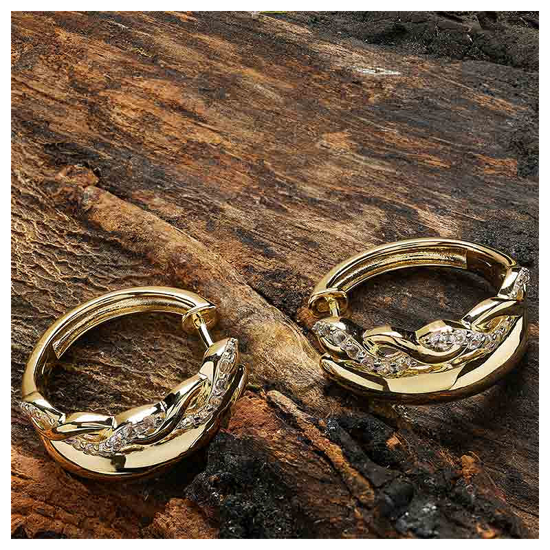 14kt Gold Vermeil Lab White Sapphire Celtic Hoop Earrings