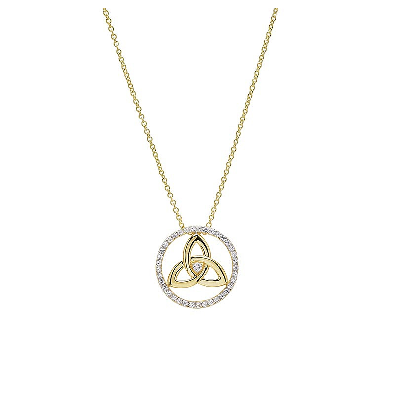 14kt Gold Vermeil Trinity Knot white Sapphire Necklace