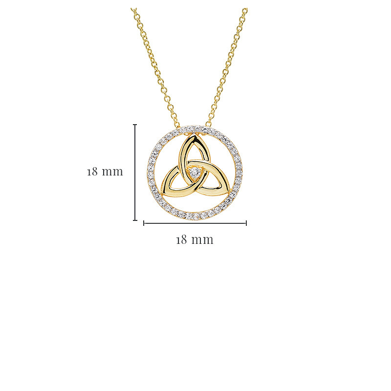 14kt Gold Vermeil Trinity Knot white Sapphire Necklace