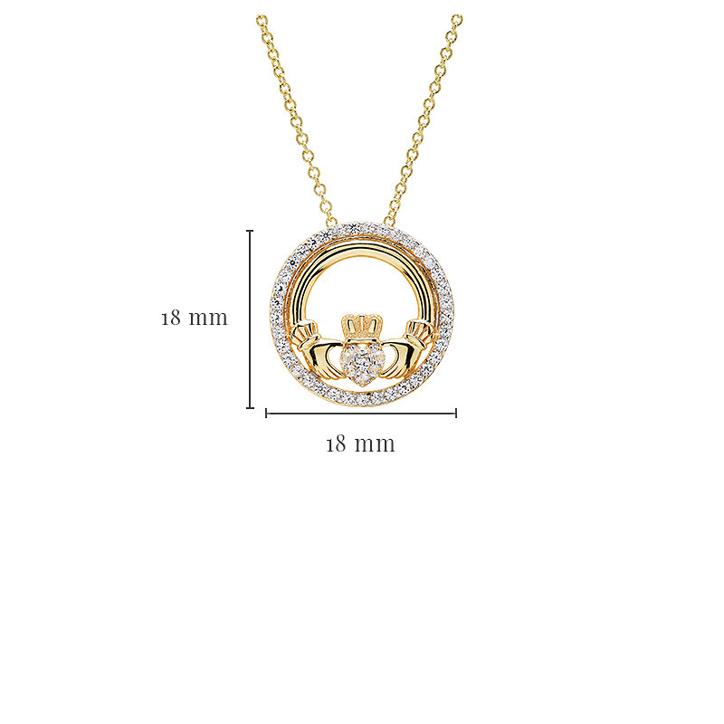 14kt Gold Vermeil Claddagh white Sapphire Necklace