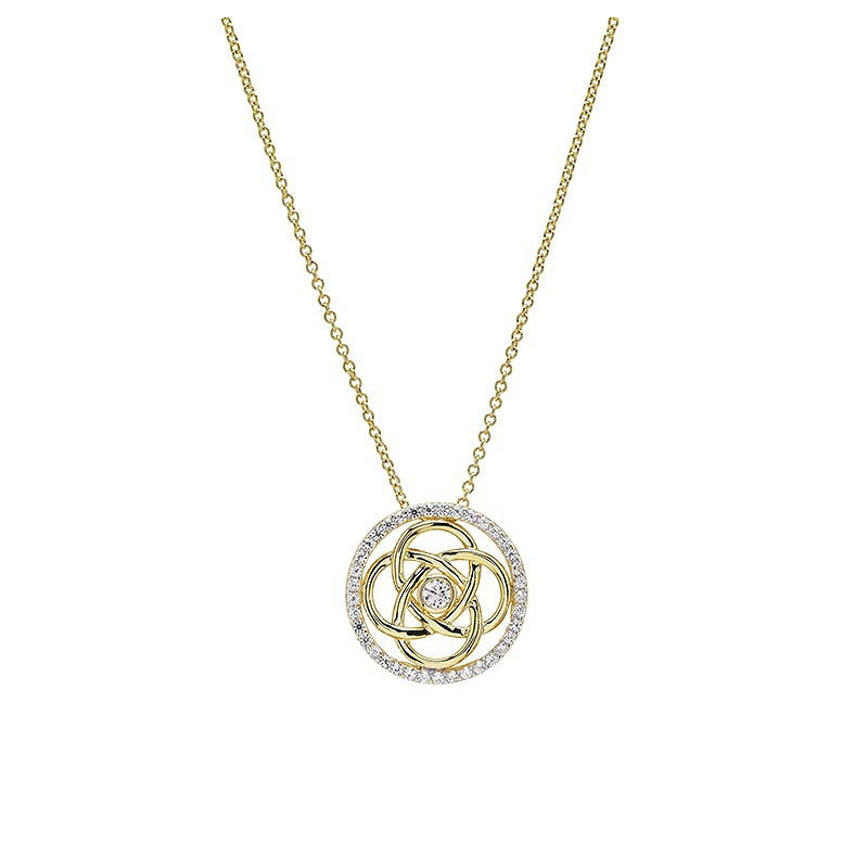 14kt Gold Vermeil Celtic white Sapphire Necklace