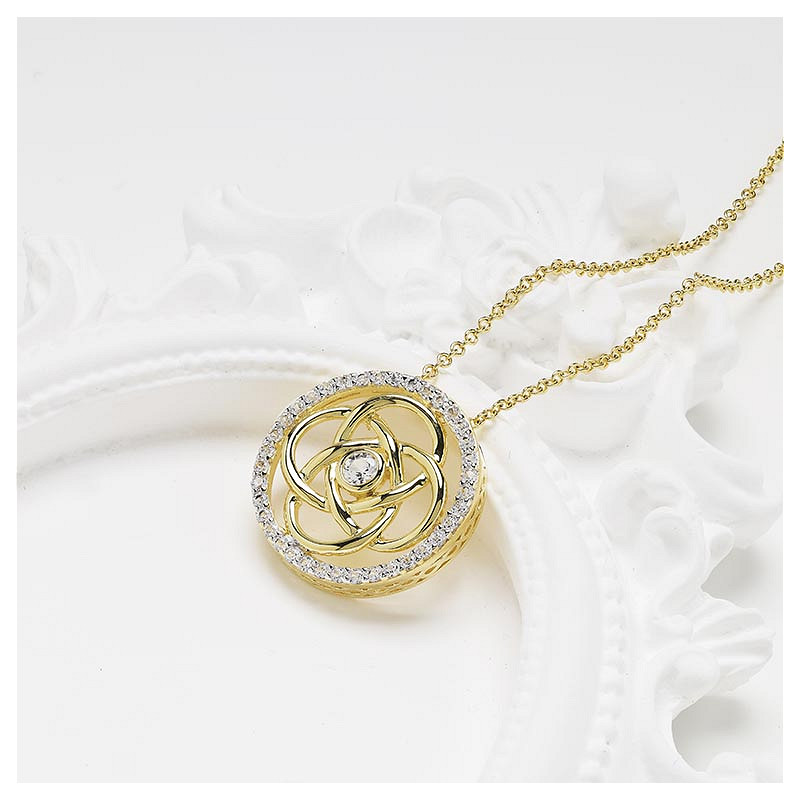 14kt Gold Vermeil Celtic white Sapphire Necklace