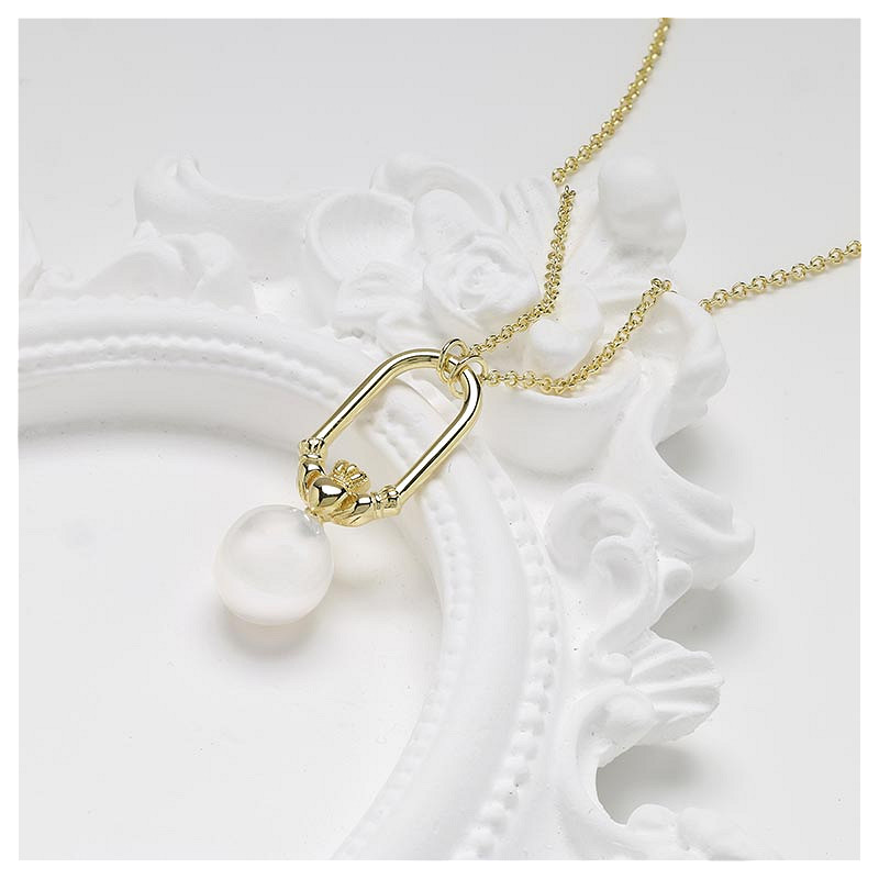 14kt Gold Vermeil Claddagh Pearl Necklace