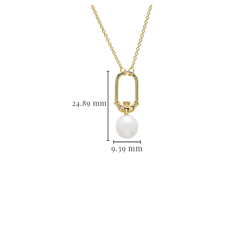 14kt Gold Vermeil Claddagh Pearl Necklace