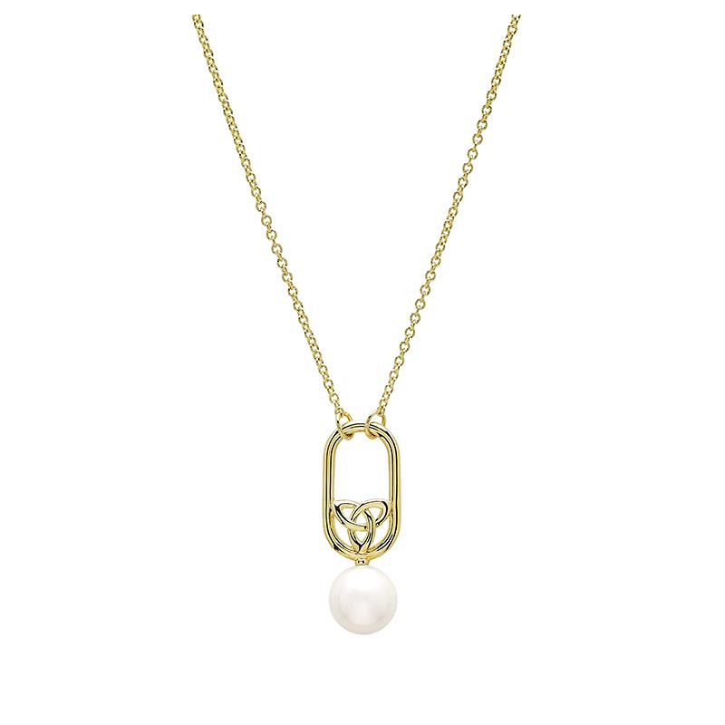 14kt Gold Vermeil Celtic Pearl Necklace