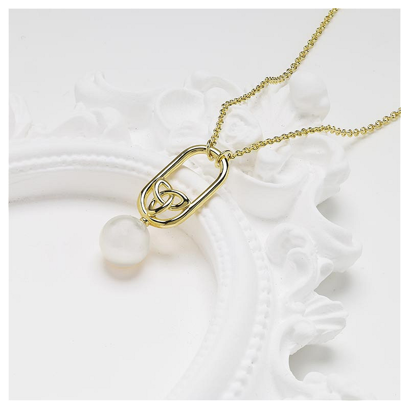 14kt Gold Vermeil Celtic Pearl Necklace