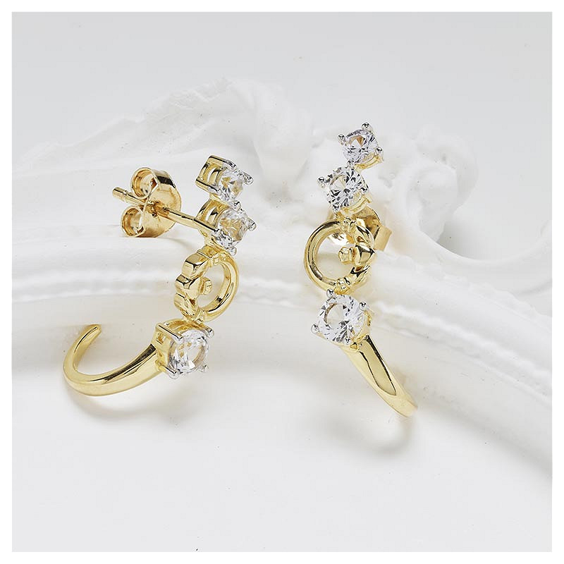14kt Gold Vermeil Claddagh white Sapphire Earrings