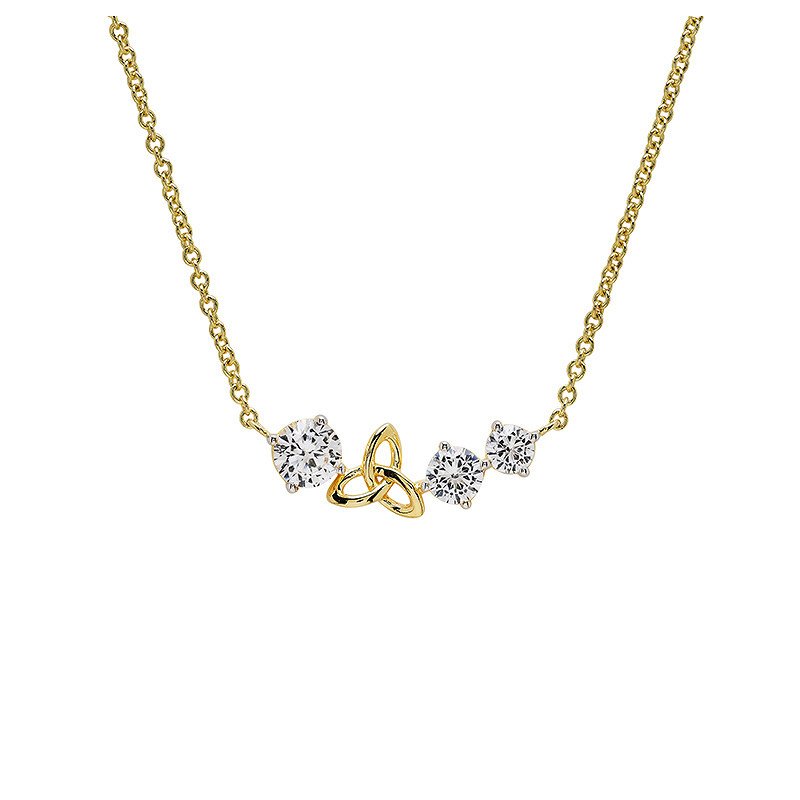 14kt Gold Vermeil Trinity Knot white Sapphire Necklace