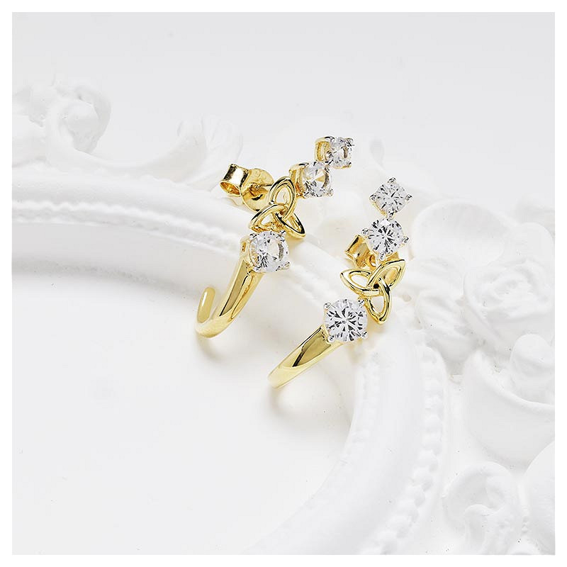 14kt Gold Vermeil Trinity Knot white Sapphire Earrings