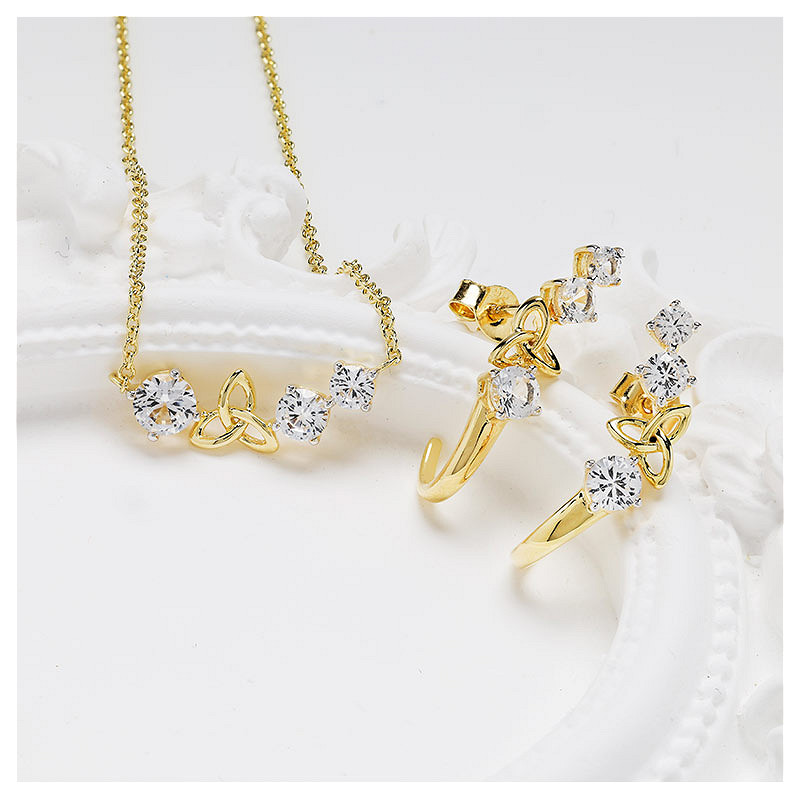 14kt Gold Vermeil Trinity Knot white Sapphire Earrings