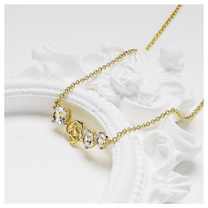 14kt Gold Vermeil Celtic Knot white Sapphire Necklace