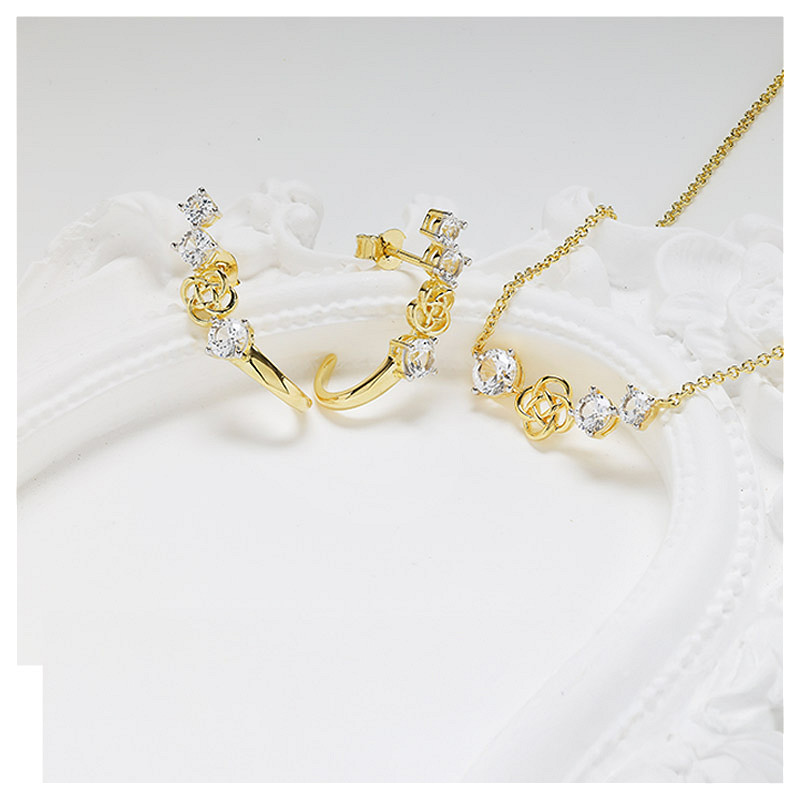 14kt Gold Vermeil Celtic Knot white Sapphire Earrings