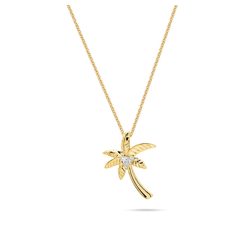 14kt Gold Lab Diamond Palm Tree Necklace