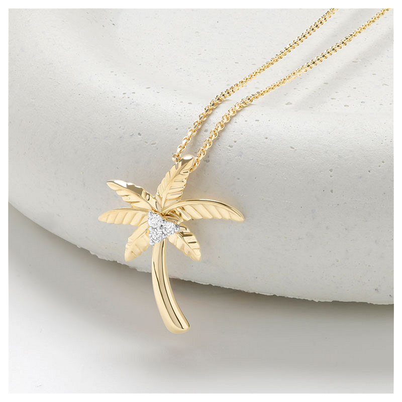 14kt Gold Lab Diamond Palm Tree Necklace