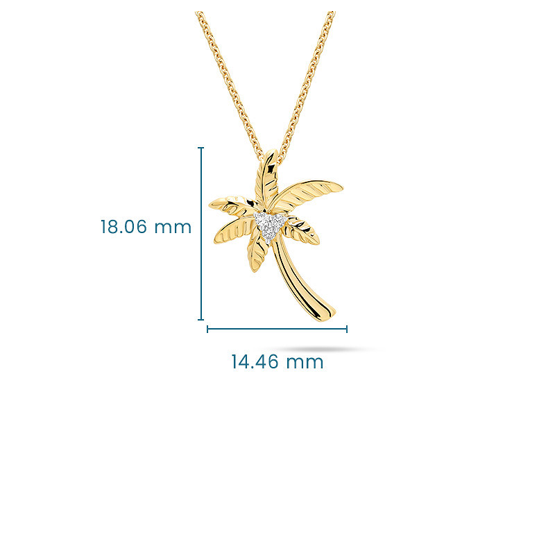14kt Gold Lab Diamond Palm Tree Necklace