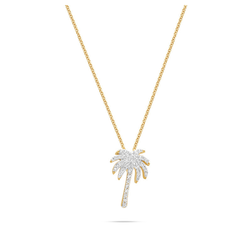 14kt Gold Lab Diamond Palm Tree Necklace