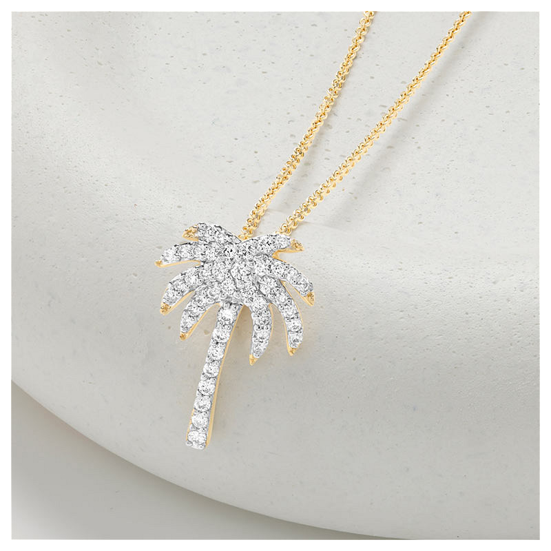 14kt Gold Lab Diamond Palm Tree Necklace