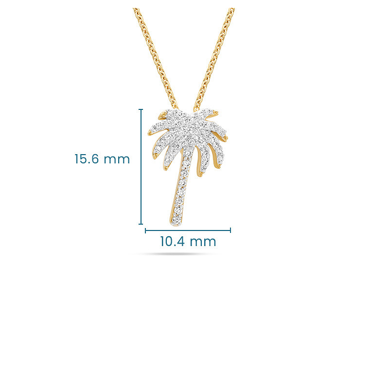 14kt Gold Lab Diamond Palm Tree Necklace