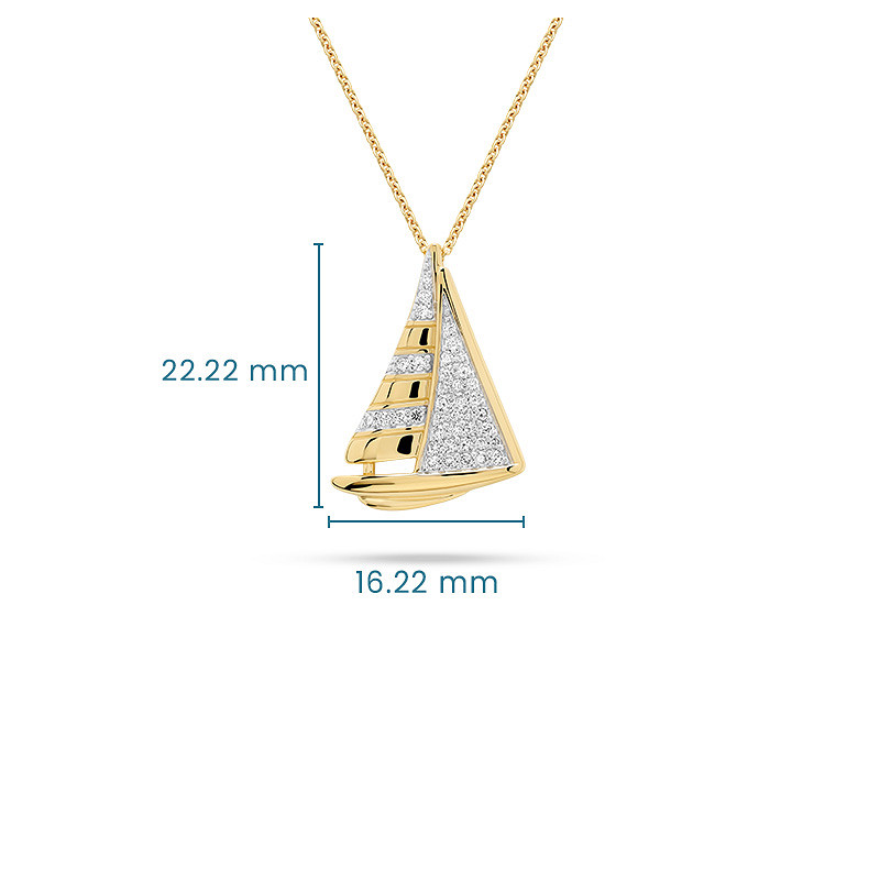 14kt Gold Lab Diamond Sailing Boat Necklace