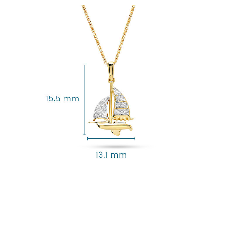 14kt Gold Lab Diamond Sailing Boat Necklace
