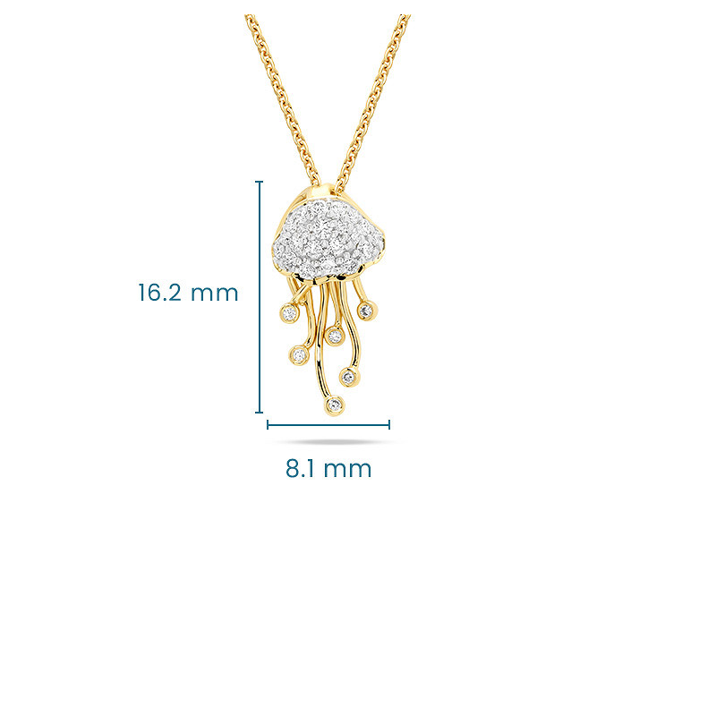 14kt Gold Lab Diamond Jelly Fish Necklace
