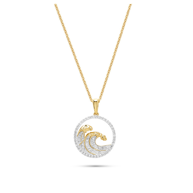 14kt Gold Lab Diamond Wave Necklace