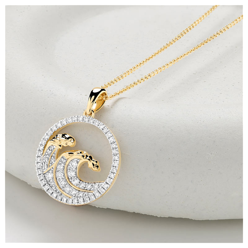 14kt Gold Lab Diamond Wave Necklace