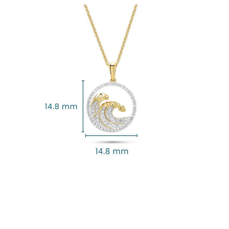 14kt Gold Lab Diamond Wave Necklace
